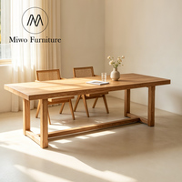 Antiker Esszimmertisch aus Massivholz, Mid-Century-Stil, Recyceltes Eichenholz, Rechteckiger Ausziehbarer Bankett-Esstisch
