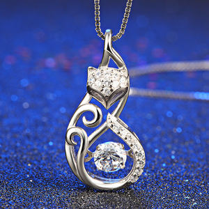 RINNTIN SN53 женские ювелирные изделия оптом S925 Стерлинговое Серебро лисы животные педант ожерелья - Product Image 4