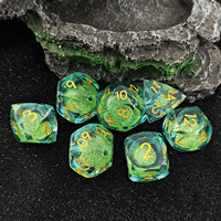 Dés en résine à bords vifs avec œil mobile, lot de 7 dés polyédriques pour D&D RPG, vente en gros