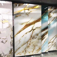 Panneau mural en PVC effet marbre brillant avec revêtement UV protecteur 1,22*2,44/2,90m – Décoration murale en PVC