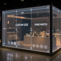 Écran LED transparent sur mesure pour stand de salon professionnel, mur en verre, projet commercial en verre