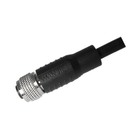 Connecteur de câbles moulés M12 3/4 broches femelle, codage S/T, droit, industriel, circulaire, fixation frontale, indice de protection IP67, contacts plaqués or