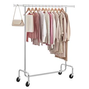 SONGMICS Rail à vêtements robuste avec rail de suspension extensible Porte-vêtements <span class=keywords><strong>sur</strong></span> roues Porte-manteau - Product Image 1