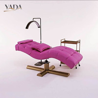 Lit de cils rose moderne pour salon de beauté, matelas de spa incurvé pour lit facial, surmatelas électrique de luxe pour lit de cils de salon de beauté