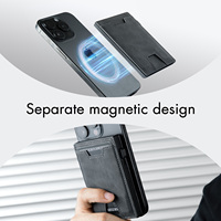 DIENQI Dompet Lipat Dua Pria Kulit Asli Anti RFID, Tempat Kartu Kredit, Tipis, Magnetik