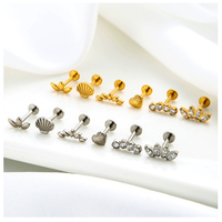 Gaby Prêt à expédier Lotes F136 Labret en titane, piercing pour lèvre, zircon, cartilage, bijoux de corps pour mariage