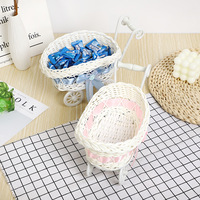 Panier tressé décoratif en plastique, style pastoral campagnard, pour bonbons, fleurs, artisanat de mariage, accessoire de décoration, Chine