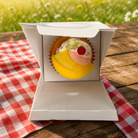 Boîtes à cupcakes rigides jetables blanches avec fenêtre transparente et poignée, en carton imprimé sur mesure, pour 6 cupcakes, pour lait et huile d'olive