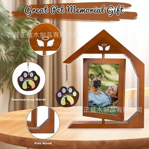 Wooden Pet Photo <b>Frame</b> Double-Sided Rotatable Solid Wood Handmade Display Stand For Living Room Bedroom Study - Product Image 2