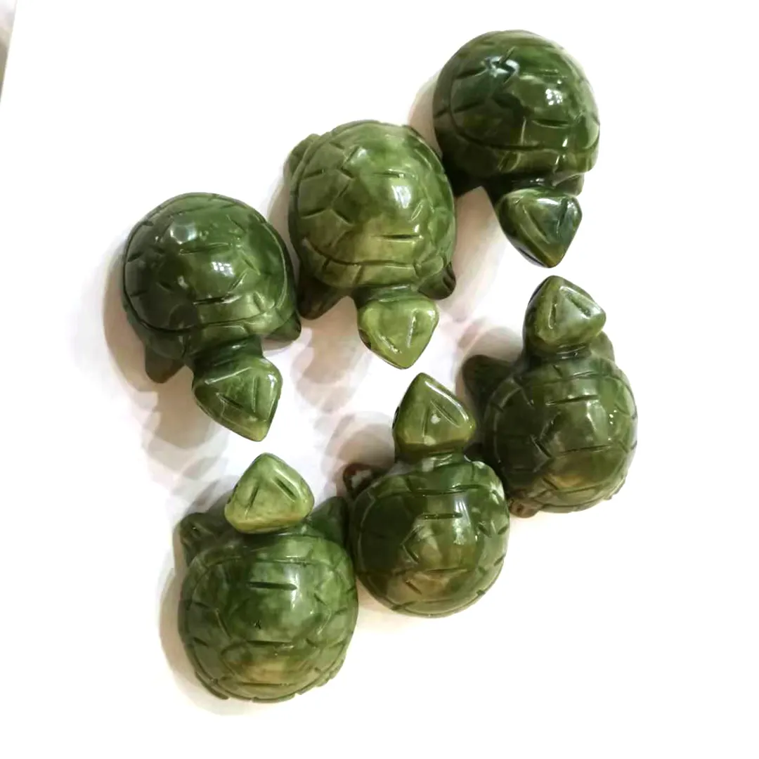 Natuurlijke Hsiuyen Jade Tortoise Crystal Carving Dieren Zeeschildpad Beeldje Voor Verkoop