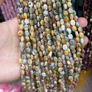 ลูกปัดหินอาเกต<span class=keywords><strong>สี</strong></span>เหลือง<span class=keywords><strong>สวย</strong></span>งามแบบขายส่ง รูปทรงวงรี ขนาดไม่สม่ำเสมอ ความยาว 38 ซม. สำหรับทำเครื่องประดับ ขนาด 6 มม.-8 มม. - Product Image 1