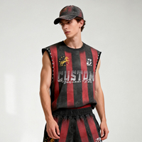 Débardeurs d'été personnalisés pour hommes, design maillot de football, logo imprimé rétro délavé, lettres vintage, tenue de football sans manches, t-shirt