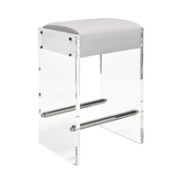 Tabouret de bar en acrylique transparent, hauteur de comptoir 68 cm, siège en velours, repose-pieds en acier inoxydable, chaise de bar moderne pour îlot de cuisine