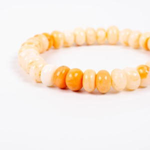 Top Quality Smooth Peach Opal Beaded <b>Bracelet</b> for Healing Stretch <b>Elastic</b> Gemstone Jewelry for Men Women Handmade Daily Wear - Product Image 2