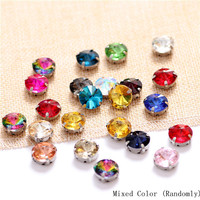 Composants de mode durable : Strass en verre cristal à coudre, sans plomb, à dos plat, avec griffes de fixation satellite et 16 facettes
