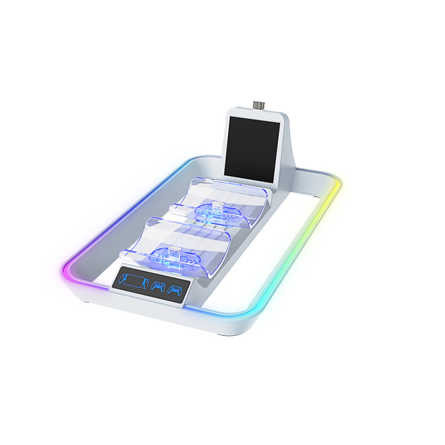 RGB Charging Dock Station for PS Portal Dual Charger Stand for P5 Controller Made of Durable Plastic