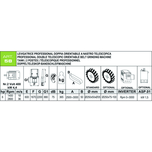 Lijadora de banda telescópica ajustable Aceti 50x2500-3000mm - Product Image 3