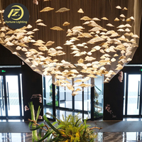 Lampu Kristal Mewah Modern untuk Dekorasi Interior, Lampu Gantung untuk Lobi Hotel, Lorong, Tangga, Kaca Tinggi Dua Lapis dengan Daun Kaca, LED