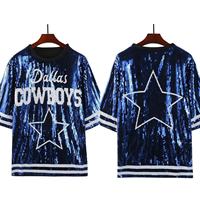 12 couleurs Dallas Cowboys bleu robe à paillettes Football Cowboys Jersey robe à paillettes pour les femmes