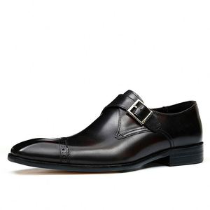 2025 New Model Hot-Selling Handcrafted Custom-Made Retro-Buckle Business Formal Leather <b>Shoes</b> <b>Height</b> <b>Increasing</b> Autumn - Product Image 1