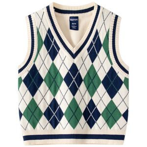 Gilet tricoté pour enfants automne-hiver 2025 – Nouveauté <span class=keywords><strong>pull</strong></span> col en V pour garçons – Gilet tricoté tendance pour enfants - Product Image 1