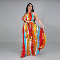 Robe longue personnalisée grande taille à imprimé chaîne, col licou, sans manches, dos ouvert, pour l'été, les fêtes et les stations balnéaires, vente en gros OEM