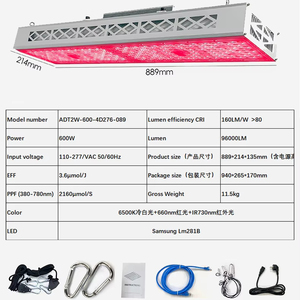 ANDY PPE 3.6 umol/<span class=keywords><strong>j</strong></span> ไฟปลูกต้นไม้ LED 300W 600W สำหรับเรือนเพาะชำมะเขือเทศผักกาดหอมสตรอเบอรี่ตัดดอก - Product Image 6
