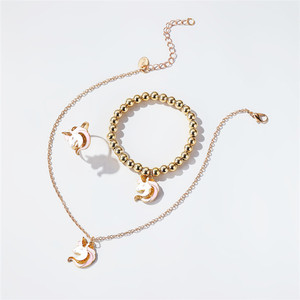 Trendz 2020 Nouveau Mignon Dégoulinant D'huile Licorne Collier Bracelet Bague Ensemble De Bijoux Pour Enfants - Product Image 3