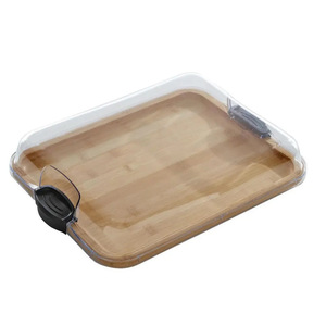 Planche à découper en bambou avec couvercle 12x8 pouces, plateau de service multifonctionnel pour fromage, pain, fruits et en-cas - Product Image 5