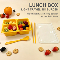 Boîte à lunch de cuisine à 4 compartiments, conteneur alimentaire portable pour adultes, étui de préparation de repas pour étudiants, pâtes et collations