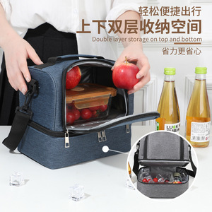 Insulated Lunch Bag Portable Insulated Cooler Bag With Shoulder Strap For Outdoor Use Gray Navy Blue Black Red Pink - Product Image 3