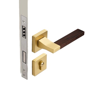 Gagang pintu Modern Grain tuas keamanan logam seng kunci pintu pegangan pintu pintu privasi kayu Mortise kenop pintu untuk Hotel - Product Image 5
