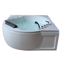 Baignoire autoportante moderne en acrylique, grande, blanche, d'angle, spa, hydromassage, 16 jets, capacité 2 personnes, forme ovale, garantie 5 ans