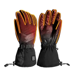 China Golden Supplier Guantes Para Self Heating Thermal Heated Gloves For Men Electric Winter Leather