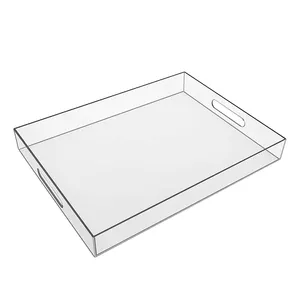 Clear Acrylic Tray With Handles Factory Customized E-Commerce Website Vanity Tray Serving Tray
