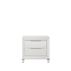 Tarian Pearl White Finish Nightstand With Two <b>Drawers</b> <b>For</b> Bedroom <b>Storage</b> - Product Image 2