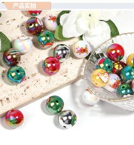 2025 fábrica al por mayor 16mm cuentas redondas acrílicas Navidad Santa Claus Reno para pluma con cuentas fabricación de joyas - Product Image 6