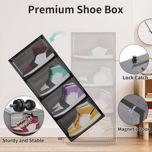 6 Pack Modern Flexible Stackable Shoe <b>Storage</b> <b>Boxes</b> with Clear Plastic Display Case for Sneakers - Product Image 4