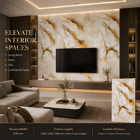 Panneau mural en PVC MORLENX, marbre blanc ambré veiné or, surface 3D, imperméable, haute brillance, pour salon, cuisine, entrepôt