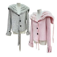 Pull-over à col en V à la mode pour femme Cardigan chaud, coupe ajustée, boutons tricotés, décoration automne 100% Polyester