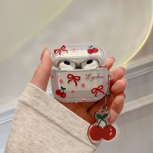 เคสลายการ์ตูนจุดสีแดงพร้อมโบว์เชอร์รี่ เหมาะสำหรับ AirPods 4, Pro 3 หูฟังไร้สาย ป้องกันการกระแทก - Product Image 1