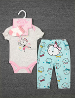 Ensemble d'Été 3 Pièces en Gros pour Bébés Garçons et Nourrissons, Body Pantalon Chaussettes en Coton Imprimé, Vêtements pour Bébés de 3 à 12 Mois