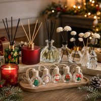 Bouteille diffuseur à roseaux en verre transparent avec bouchon en bois, diffuseur à roseaux plat, bouteille diffuseur à roseaux 100ml