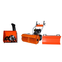 Souffleuse à neige thermique 3-en-1 de 6,5 CV à démarrage manuel, balayeuse rotative et charrue pour le déneigement des trottoirs et des routes