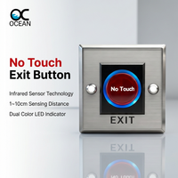 OCEAN GH70A Bouton de sortie infrarouge haute sensibilité 12V avec indicateur LED, détecteur de mouvement sans contact, interrupteur de déverrouillage de porte en acier inoxydable