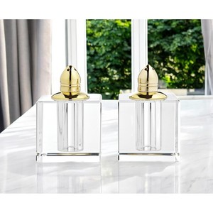 Set di due agitatori di pepe in cristallo chiaro e oro elegante decorazione da tavola e accessorio di HMS - Product Image 1