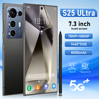Smartphone Original 2025 Ultra 5G Android 14 S25 16 Go + 1 To Écran HD 7,3 pouces Déverrouillage Facial Processeur Déca-cœur Charge Rapide 100 W CDMA pour le Gaming