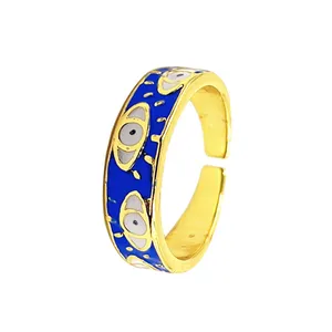 5,6mm Kupfer ring Gold Blau Schwarz Rot Öltropfen Teufels auge Öffnung Verstellbarer Kupfer ring Fingerring Schmuck 303