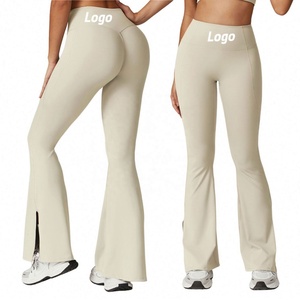 Pantalon de yoga évasé taille haute personnalisé avec logo pour femme – <span class=keywords><strong>Legging</strong></span> de sport extensible coupe bootcut pour l'entraînement et la gym - Product Image 5