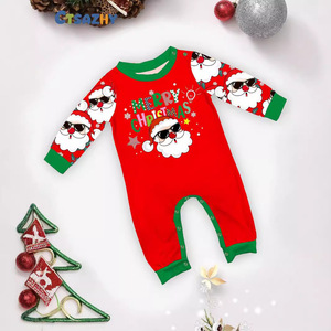 Conjunto de Roupas de Natal para Pais e Filhos, Estampa de Papai Noel com Barba Branca, Conjunto de Poliéster Macio para Família de Três ou Quatro Pessoas - Product Image 5